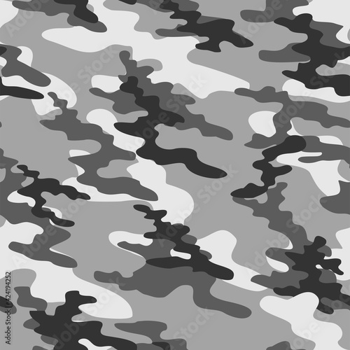 grey Camouflage seamless pattern.Military design. Print on fabric on clothing. Vector