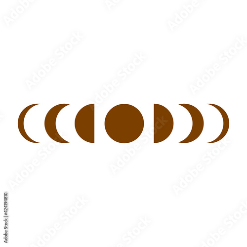 Moon phases icon night space astronomy and nature moon phases sphere shadow. The whole cycle from new moon to full moon.