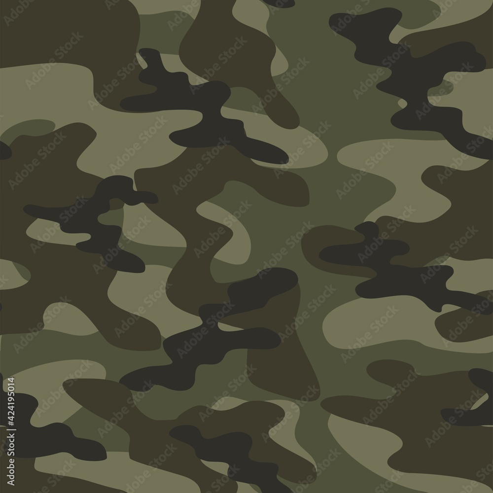 Fototapeta premium green Texture army camouflage seamless pattern. Military forest background. Ornament. Vector illustration.
