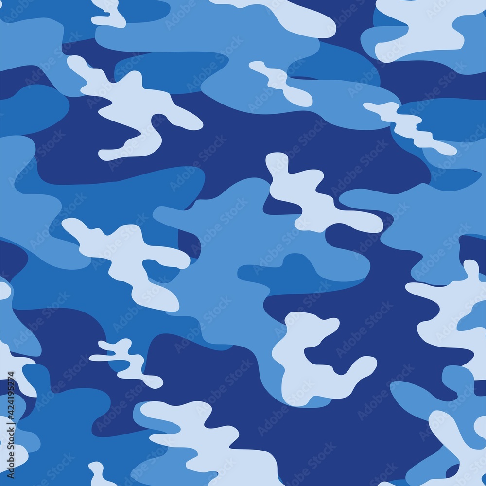 Blue camouflage military pattern liquid elements for printing clothes and fabrics Blue camouflage military pattern liquid elements for printing clothes and fabrics