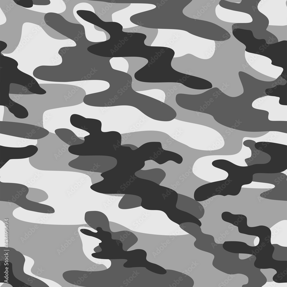 Classic grey camouflage seamless pattern. Military texture. Fabric design. Print on paper. For vinyl, textile. Vector Classic grey camouflage seamless pattern. Military texture. Fabric design. Print on paper. For vinyl, textile. Vector