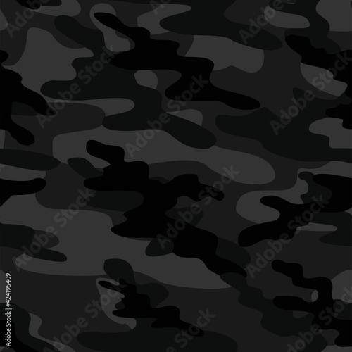 Dark Classic camouflage seamless pattern. Military texture. Fabric design. Print on paper. For vinyl, textile. Vector