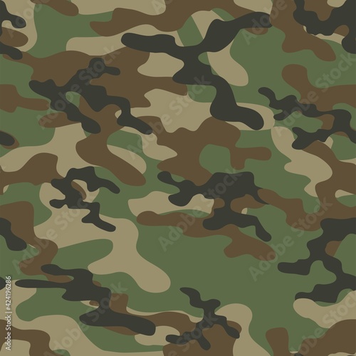 Camouflage seamless pattern texture. Abstract modern vector military camo backgound. Fabric textile print template. Vector illustration.