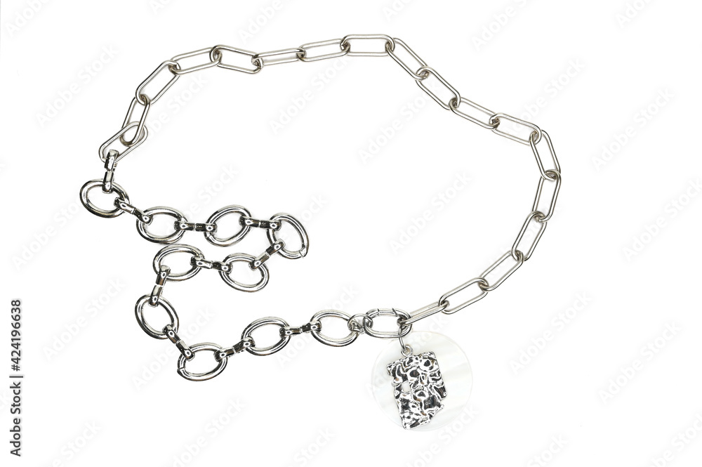 Stylish choker chain with pendant isolated on white. Woman trendy fashion accessories. Fashionable jewelry. Stylish choker chain with pendant isolated on white. Woman trendy fashion accessories. Fashionable jewelry.