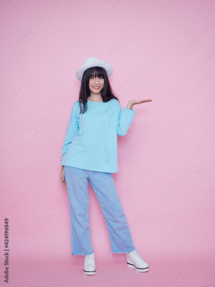 Young woman on pink background Young woman on pink background