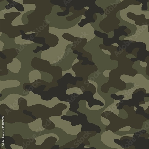Camouflage seamless texture. military green camouflage endless print background. Vector illustration