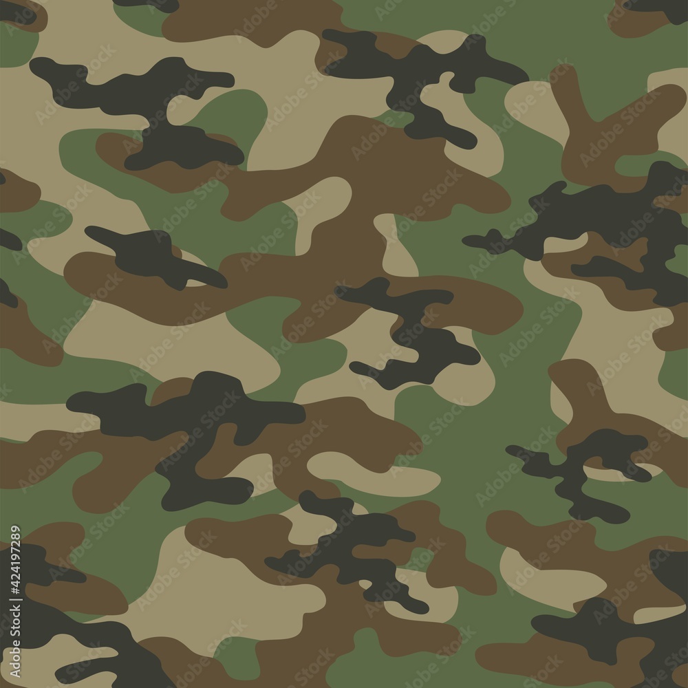 Fototapeta premium Camouflage green seamless pattern.Military camo.Print Vector