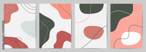 Abstract wall arts vector. Trendy set, Modern Poster Art. Design for wall framed prints, canvas poster, artwork as postcard or brochure.Vector illustration.