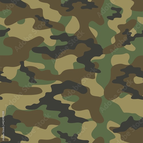 military green camouflage print seamless vector pattern. green background .modern.