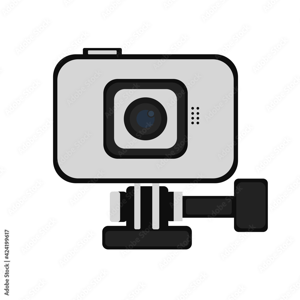 White Action Camera vector flat style.