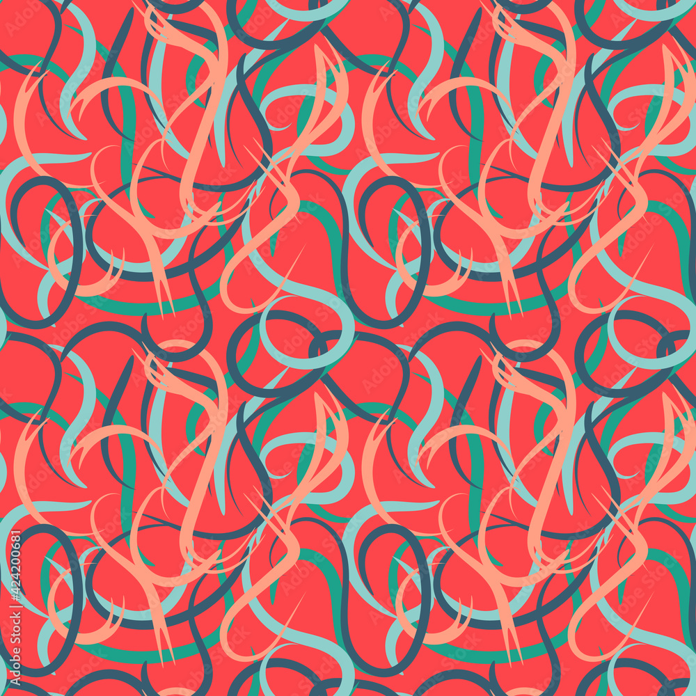 Abstract hand drawn doodle thin line wavy seamless pattern. Curly linear sky or sea messy background. Abstract hand drawn doodle thin line wavy seamless pattern. Curly linear sky or sea messy background.