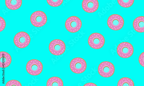 Sweet summer seamless pattern with donuts illustrations.