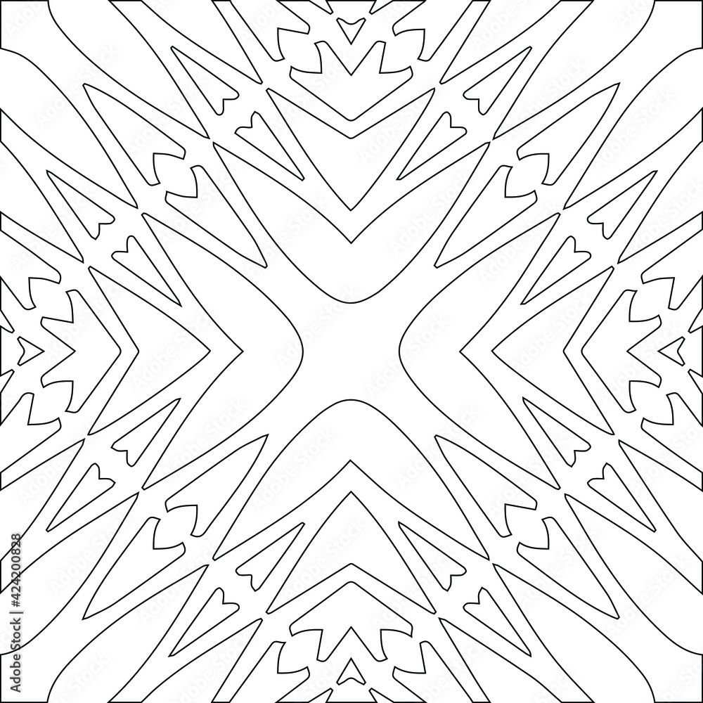 Geometric vector pattern with triangular elements. Seamless abstract ornament for wallpapers and backgrounds. Black and white colors.
Geometric vector pattern with triangular elements. Seamless abstract ornament for wallpapers and backgrounds. Black and white colors.