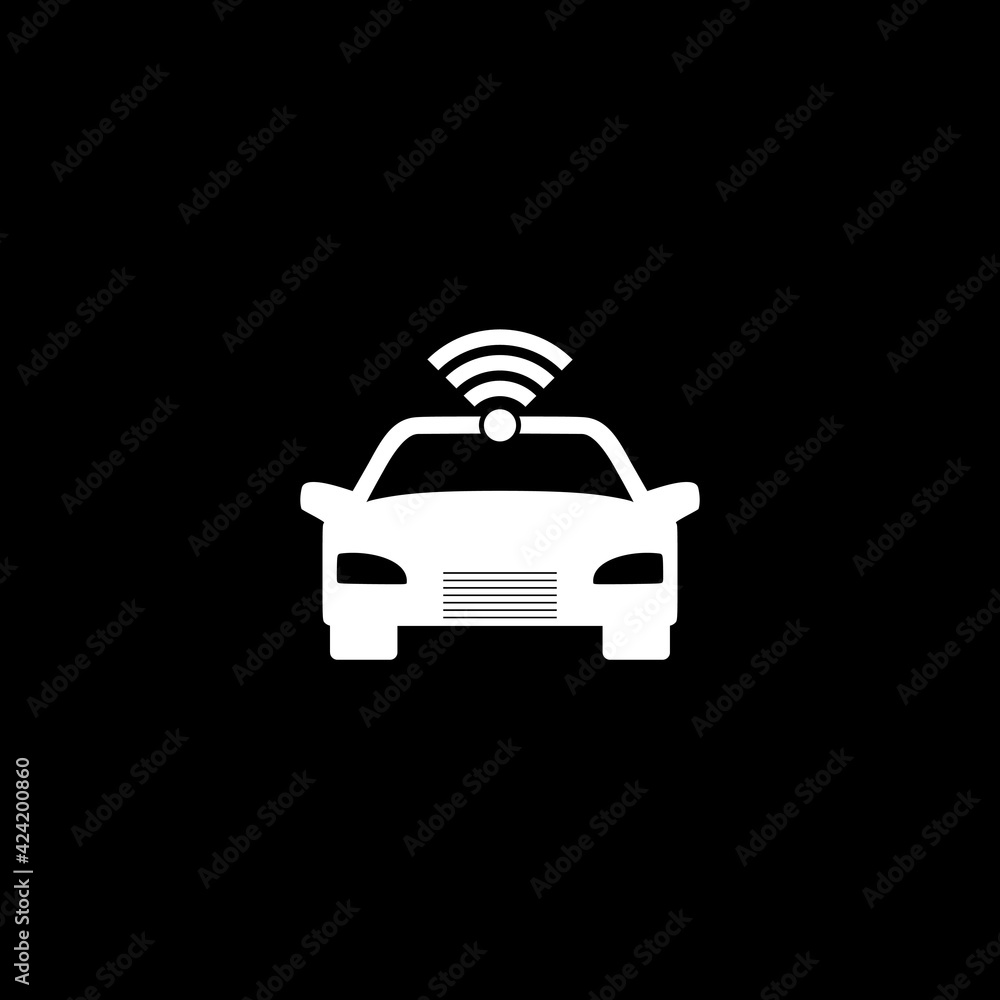 Smart car icon isolated on dark background