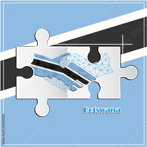 Handshake logo made from the flag of Botswana