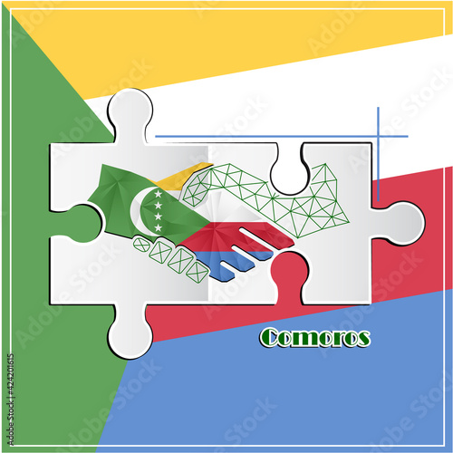 Handshake logo made from the flag of Comoros