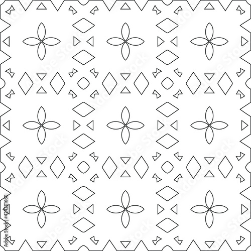 Geometric vector pattern with triangular elements. Seamless abstract ornament for wallpapers and backgrounds. Black and white colors. 