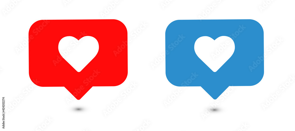 Like icons. Thumbs up and heart, social media icon. Social media notification icon template. Social network app icon illustration Like icons. Thumbs up and heart, social media icon. Social media notification icon template. Social network app icon illustration
