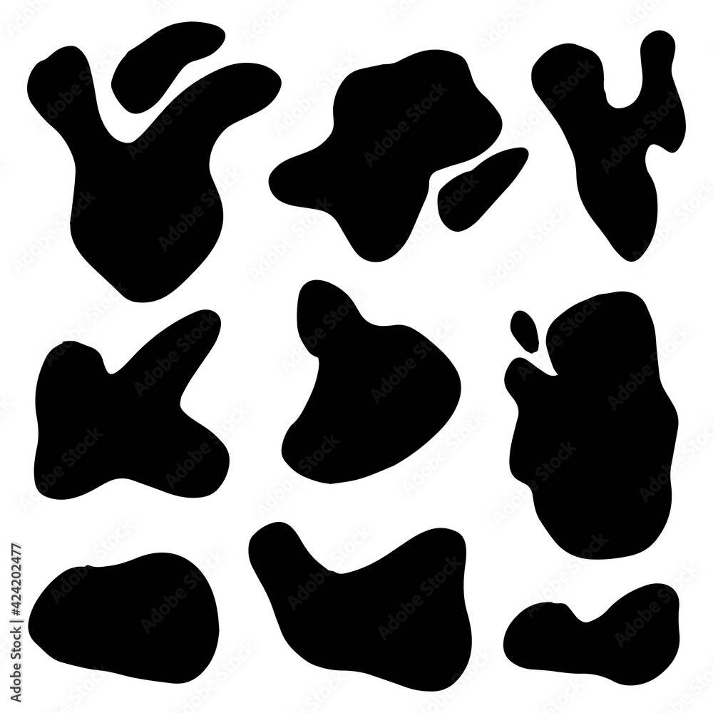 Set of splash icons isolated on white background. Uneven shapes. Cute smears, creative blots, spatters. Set of splash icons isolated on white background. Uneven shapes. Cute smears, creative blots, spatters.