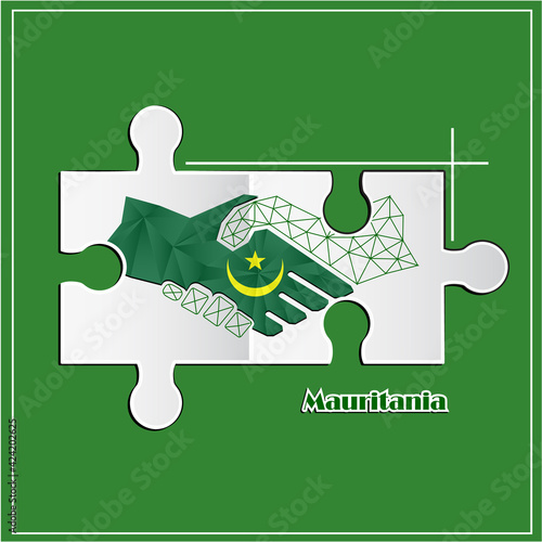 Handshake logo made from the flag of Mauritania