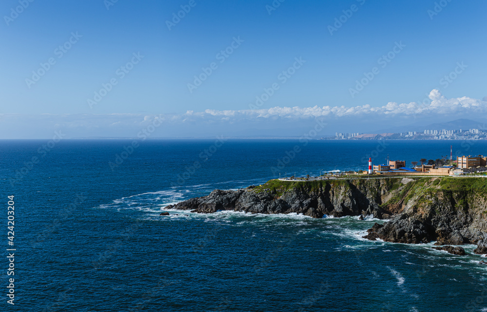 View of the Punta Angeles Lighthouse and the horizon