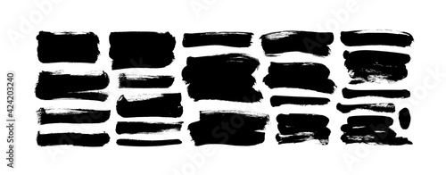 Wallpaper Mural Vector black paint, ink brush strokes and lines. Dirty grunge design element, box or background for text. Grungy black smears and rough stains, lines. Hand drawn ink illustration isolated on white Torontodigital.ca