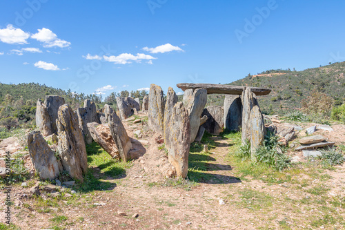 El Pozuelo megalithic dolmen complex in Huelva, Andalucia, Spain. Dolmen number 1 and 2 photo