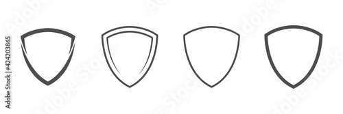 Shield icon set. Shielding symbols. Security and protector sign collection. Template flat illustration. Vector isolated on white