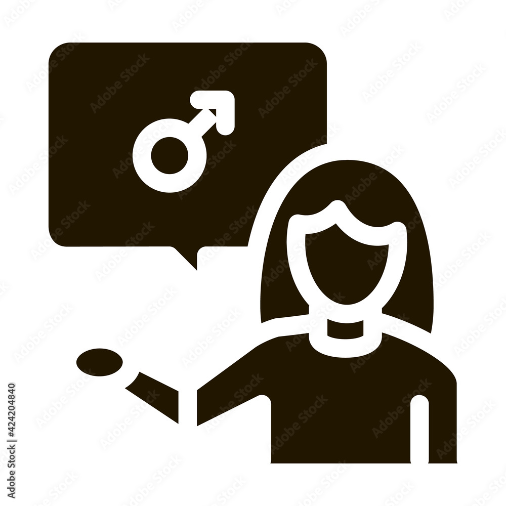 woman talk about lesbian glyph icon vector. woman talk about lesbian sign. isolated symbol illustration