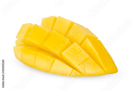Sliced mango fruit isolated on white background