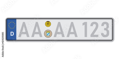 Car number plate. Vehicle registration license of Germany