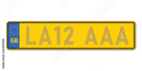 Car number plate. Vehicle registration license of United Kingdom