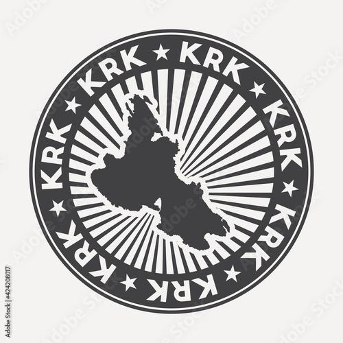 Krk round logo. Vintage travel badge with the circular name and map of island, vector illustration. Can be used as insignia, logotype, label, sticker or badge of Krk.