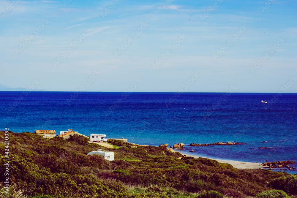 Caravan on beach by Punta Mala, Alcaidesa Spain Caravan on beach by Punta Mala, Alcaidesa Spain
