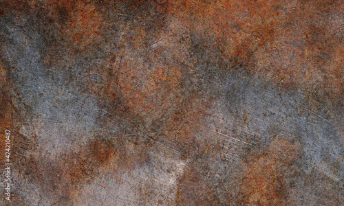 Rusted on surface of the old iron, Deterioration of the steel, Decay and grunge Texture background