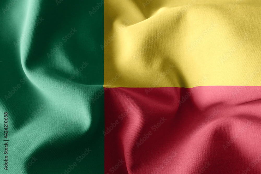 3d realistic waving silk flag of Benin