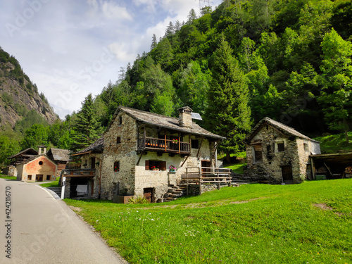 Houses of the village Mogno in the Val Lavizzara