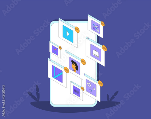 NFT. Non Fungible Token. Vector color illustration.