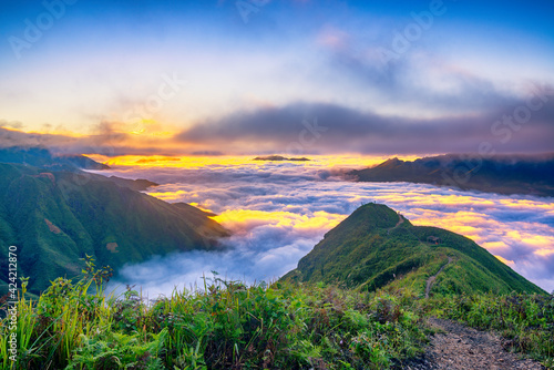 Ta Xua is a famous mountain range in northern Vietnam. All year round, the mountain rises above the clouds creating cloud inversions.