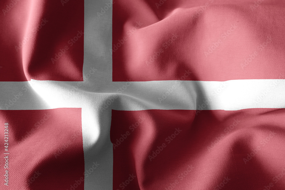 3d rendering waving silk flag of Denmark 3d rendering waving silk flag of Denmark