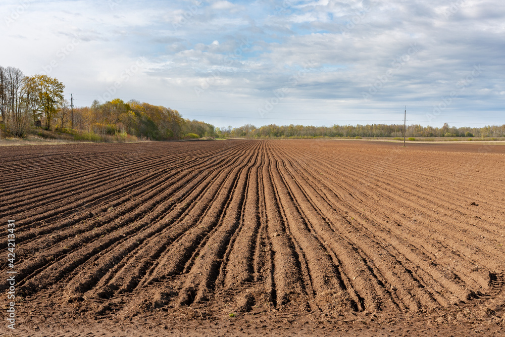 a plowed field on a sunny spring morning a plowed field on a sunny spring morning