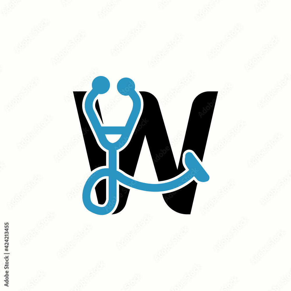 logo letter w with icon stethoscope vector design logo letter w with icon stethoscope vector design