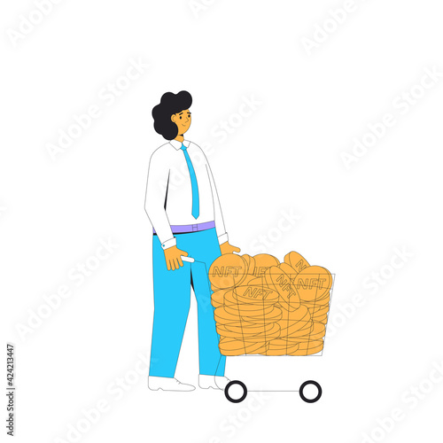 NFT. Non Fungible Token. Vector color illustration.