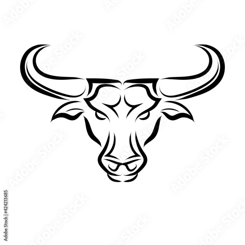 Line Vector Illustration front view of Bull. It is signs of the taurus zodiac.	