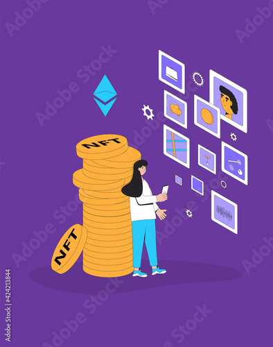 Non Fungible Token. Vector illustration.