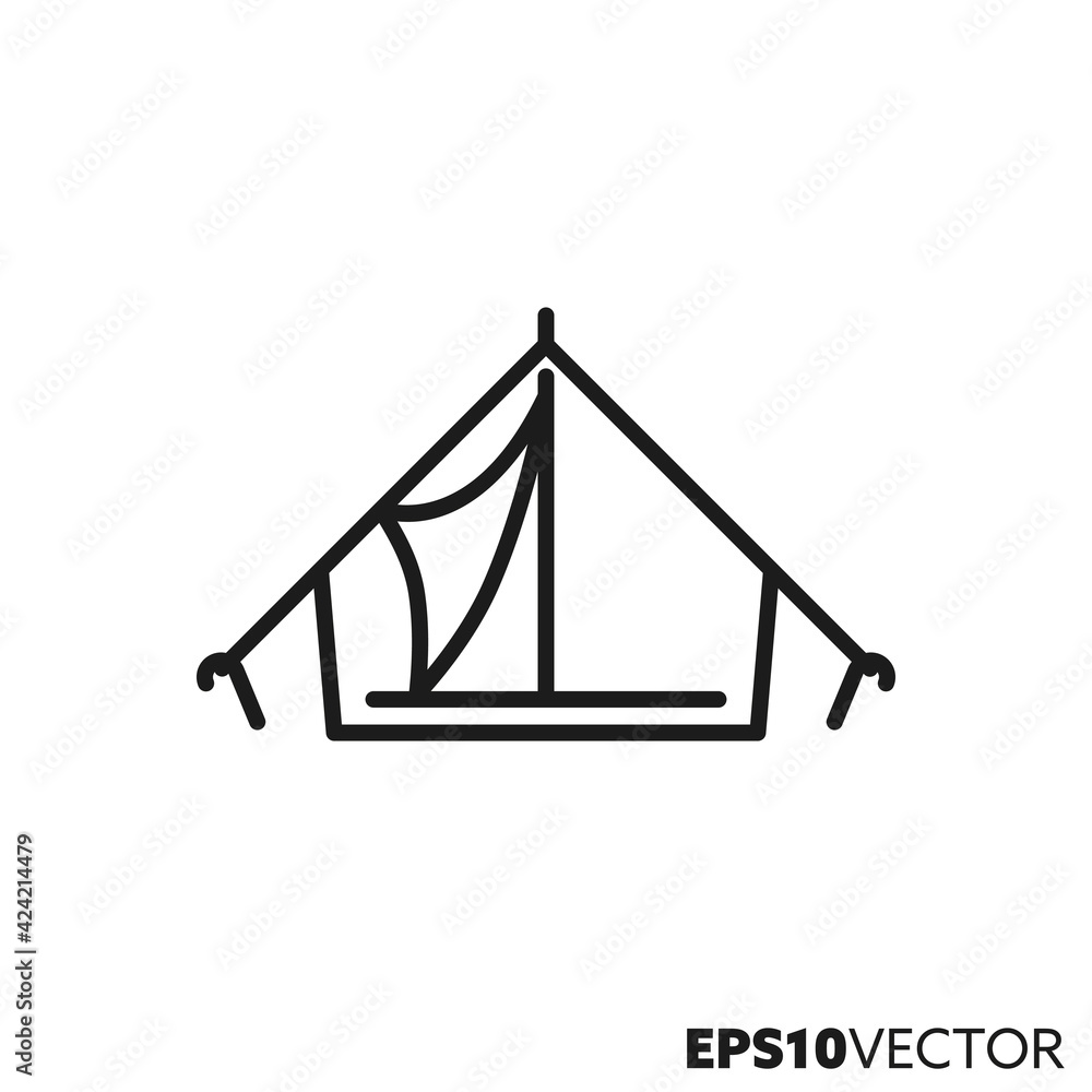 Tent line icon. Outline symbol of camping. Hiking equipment vector illustration. Tent line icon. Outline symbol of camping. Hiking equipment vector illustration.