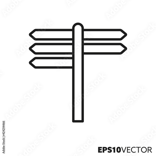 Signpost line icon. Outline symbol of directional signs. Navigation concept vector illustration.