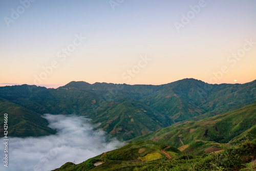 Ta Xua is a famous mountain range in northern Vietnam. All year round, the mountain rises above the clouds creating cloud inversions.