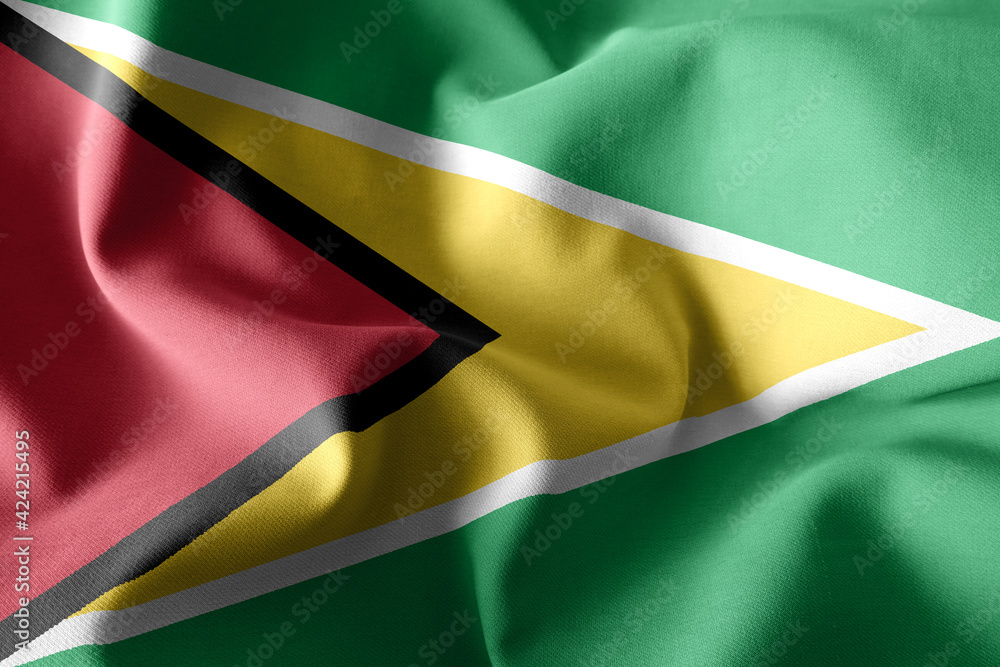 3d realistic waving silk flag of Guyana