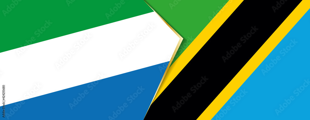 Sierra Leone and Tanzania flags, two vector flags. Sierra Leone and Tanzania flags, two vector flags.